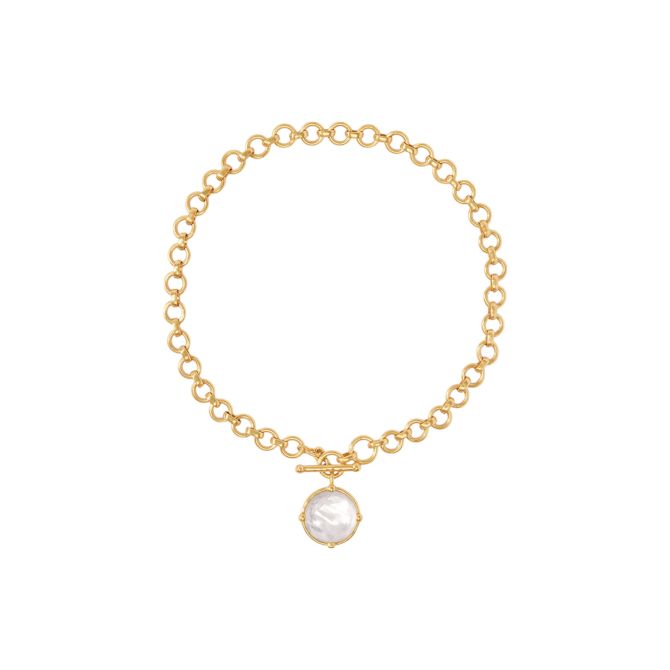 Julie Vos Gold Plated Honeybee Demi Necklace, White Pearl