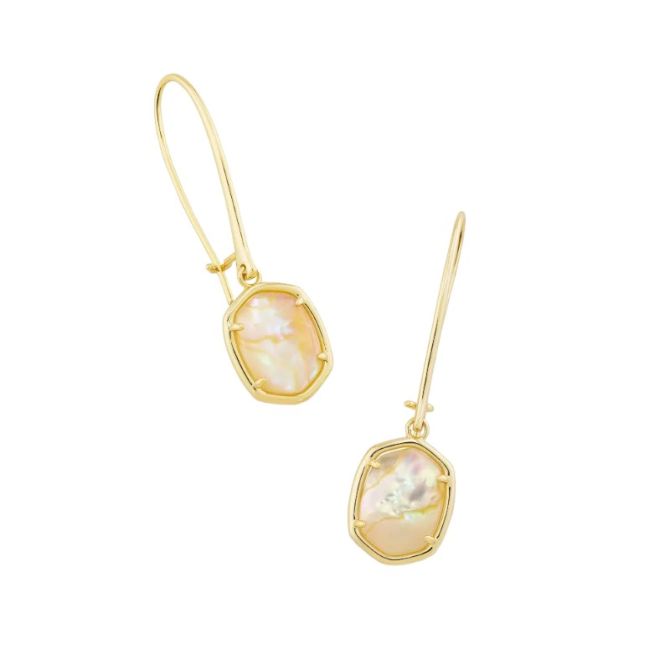 Kendra Scott Daphne Yellow Gold Plated Drop Earrings in Iridescent Abalone