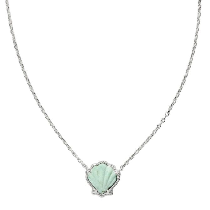 Kendra Scott Brynne Silver Tone Shell Necklace in Sea Green Chrysocolla