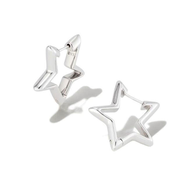 Kendra Scott Star Huggie Earrings in Silver