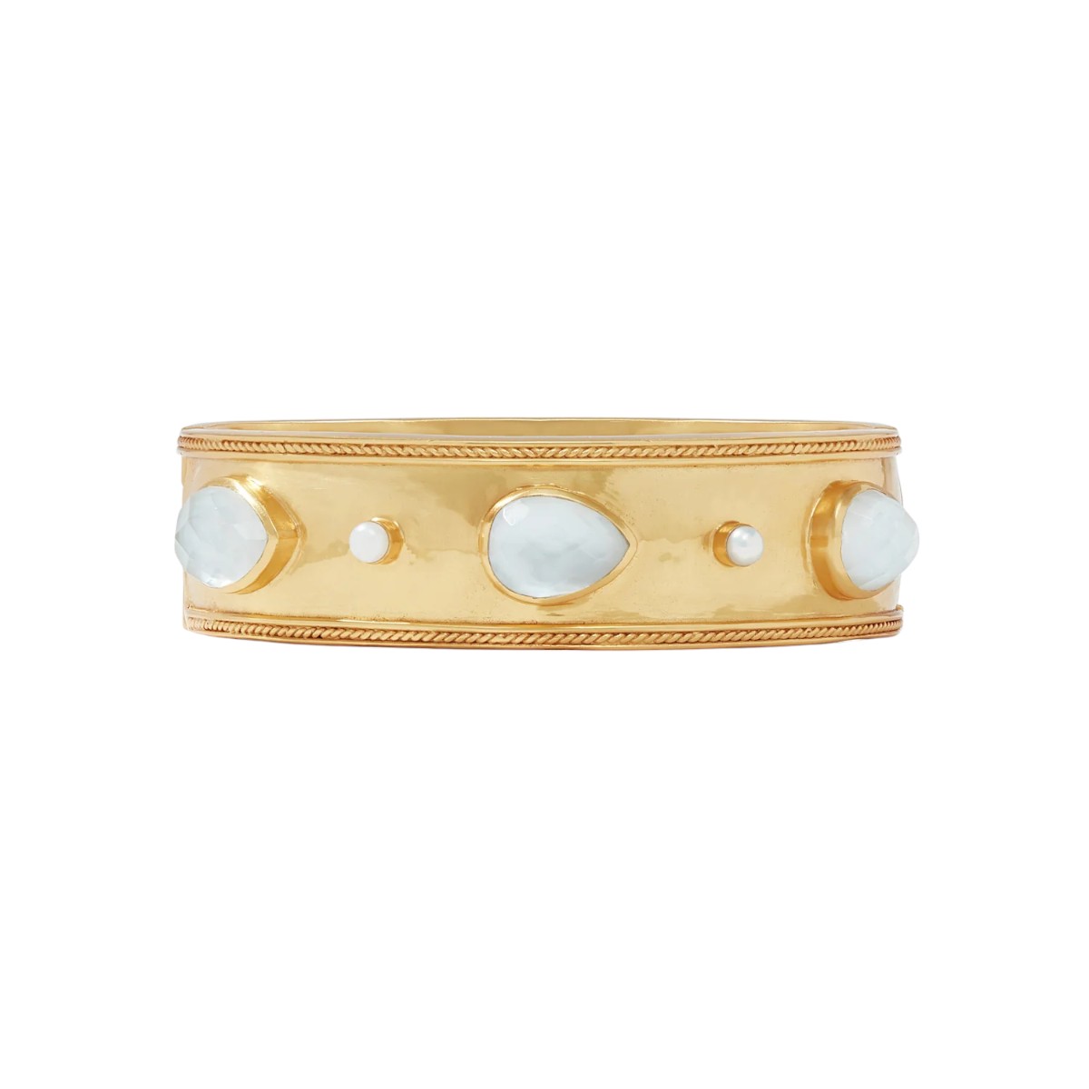 Julie Vos Cannes Stone Statement Hinge Bangle, Iridescent Clear Crystal