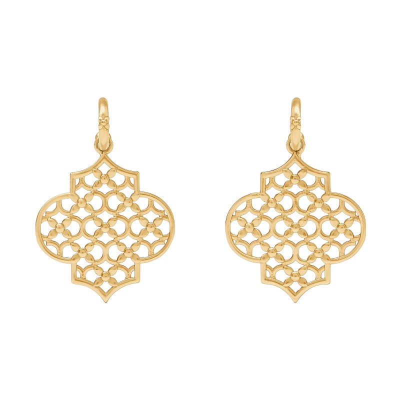 Julie Vos Helene Statement Hoop and Charm Earrings, Yellow Gold Plated