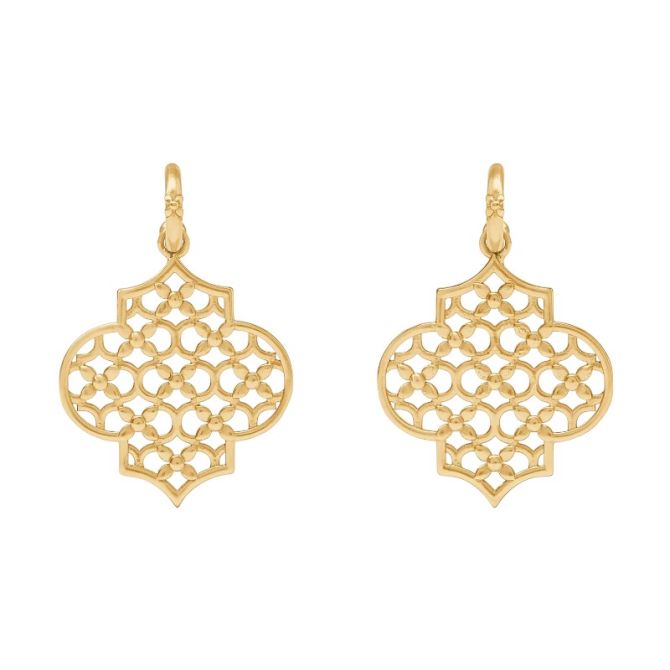 Julie Vos Helene Statement Hoop and Charm Earrings, Yellow Gold Plated