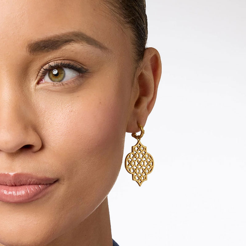 Julie Vos Helene Statement Hoop and Charm Earrings, Yellow Gold Plated