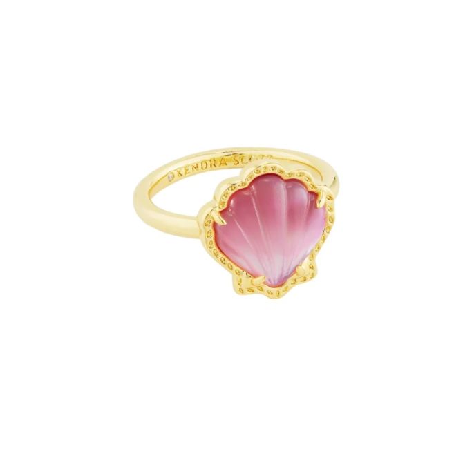 Kendra Scott Brynne Yellow Gold Plated Shell Band Ring in Blush Ivory Mother of Pearl