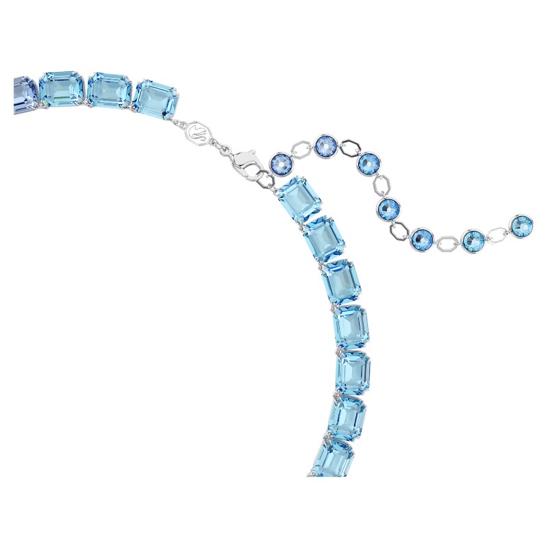 Swarovski Millenia Octagon Cut Necklace, Blue Color Gradient and Rhodium Plated