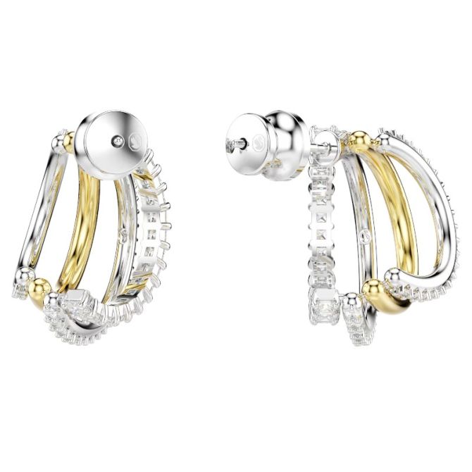 Swarovski Hyperbola Mixed Cuts Mini Hoop Earrings, White and