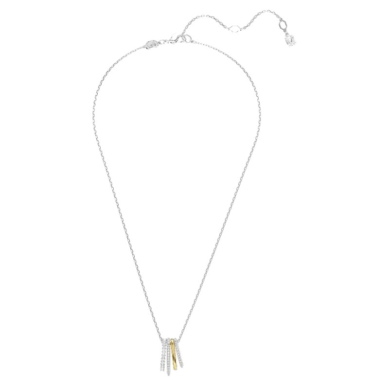 Swarovski Hyperbola Mixed Cuts Pendant Necklace, White and Mixed Metal Finish