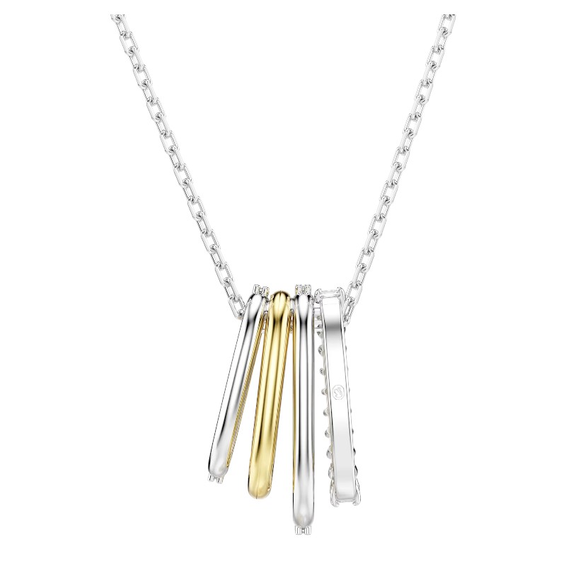 Swarovski Hyperbola Mixed Cuts Pendant Necklace, White and Mixed Metal Finish