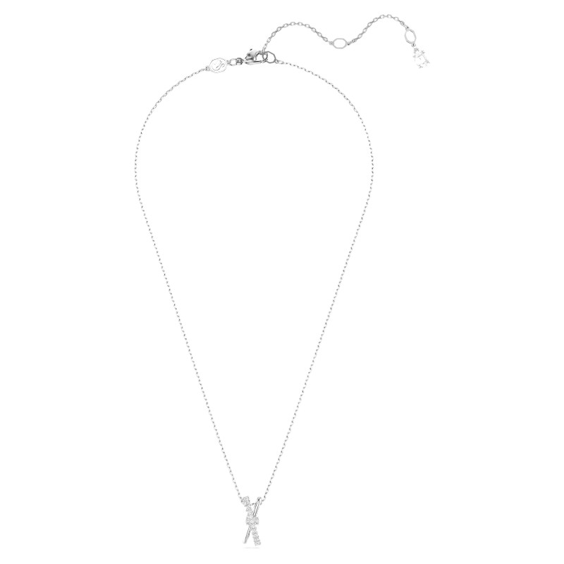 Swarovski Hyperbola Mixed Metal Cuts Twist Pendant Necklace, White and Rhodium Plated