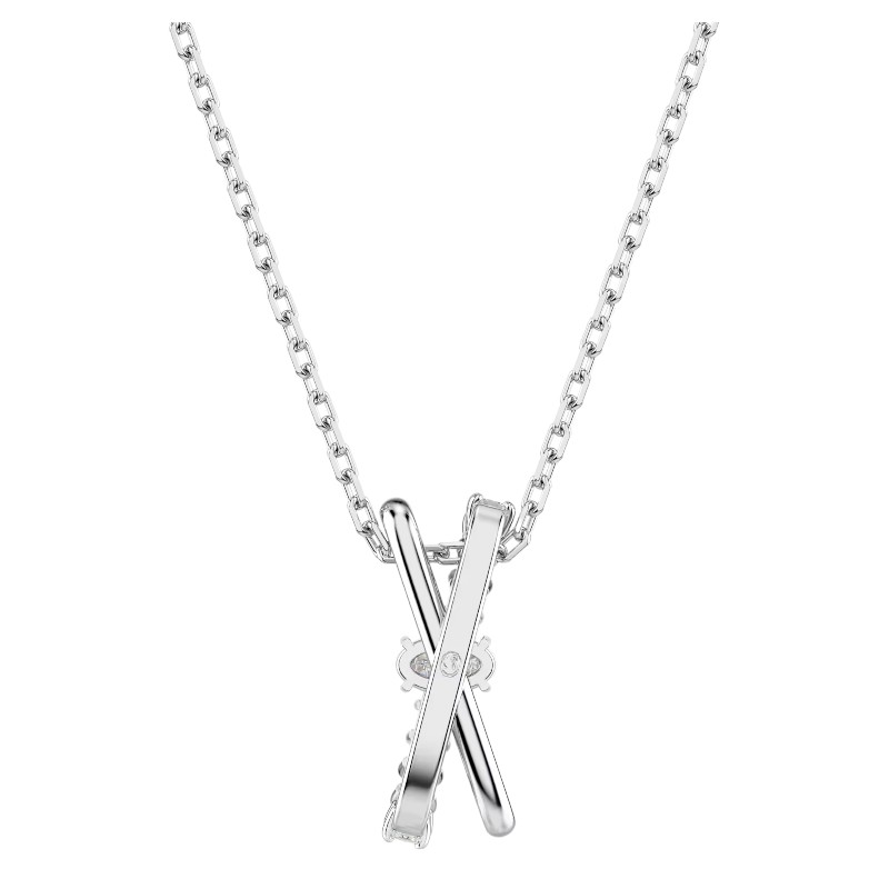 Swarovski Hyperbola Mixed Metal Cuts Twist Pendant Necklace, White and Rhodium Plated