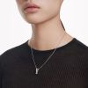 Swarovski Hyperbola Mixed Metal Cuts Twist Pendant Necklace, White and Rhodium Plated