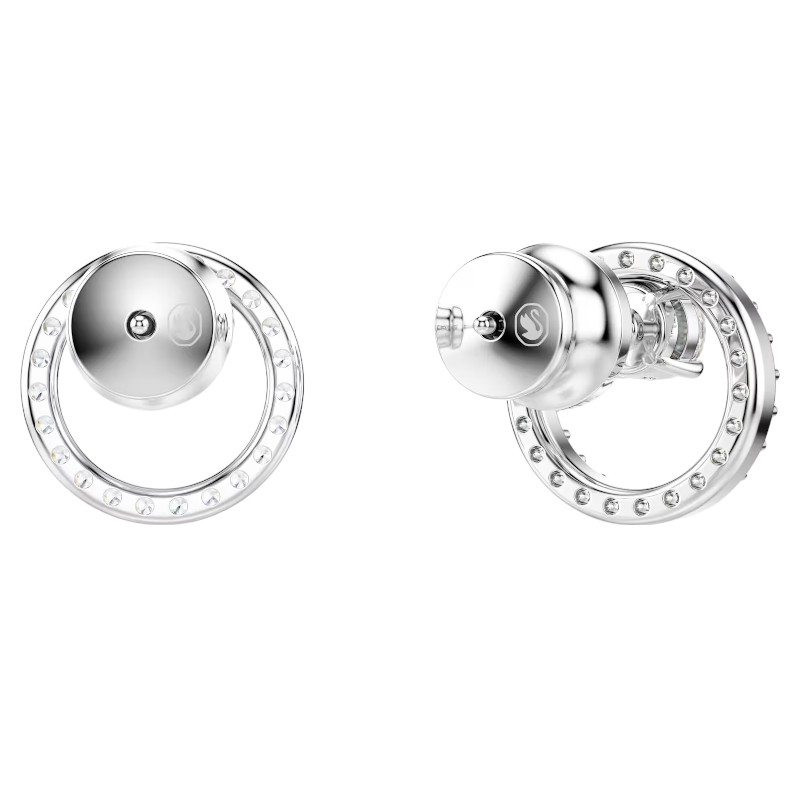 Swarovski Constella Round Cut Stud Earrings, White and Silver Tone Plated