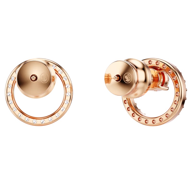 Swarovski Constella Round Cut Stud Earrings, White and Rose Gold Tone Plated