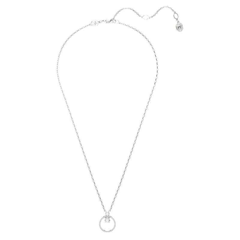 Swarovski Constella Round Cut Pave Pendant Necklace, White and Rhodium Plated