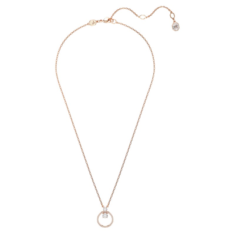Swarovski Constella Round Cut Pendant Necklace, White and Rose Gold Tone Plated