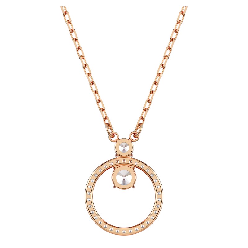 Swarovski Constella Round Cut Pendant Necklace, White and Rose Gold Tone Plated