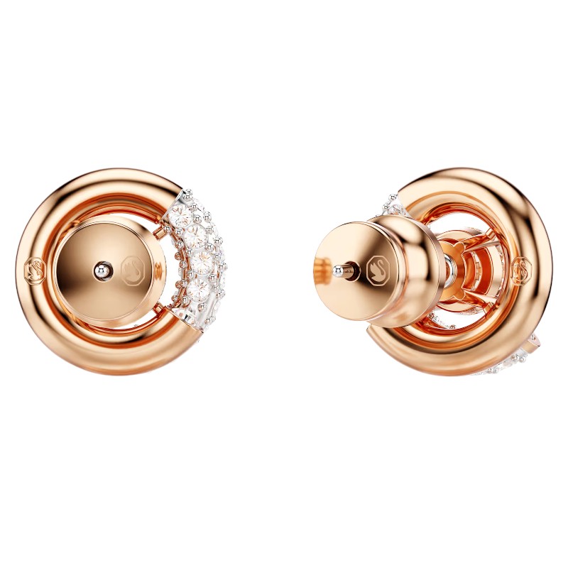 Swarovski Dextera Round Cut Stud Earrings, White and Rose Gold Tone Plated