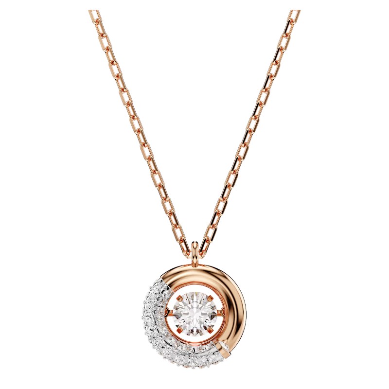 Swarovski Dextera Round Cut Pendant Necklace, White and Rose Gold Tone Plated