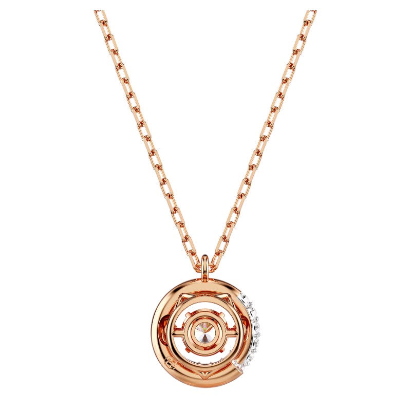 Swarovski Dextera Round Cut Pendant Necklace, White and Rose Gold Tone Plated
