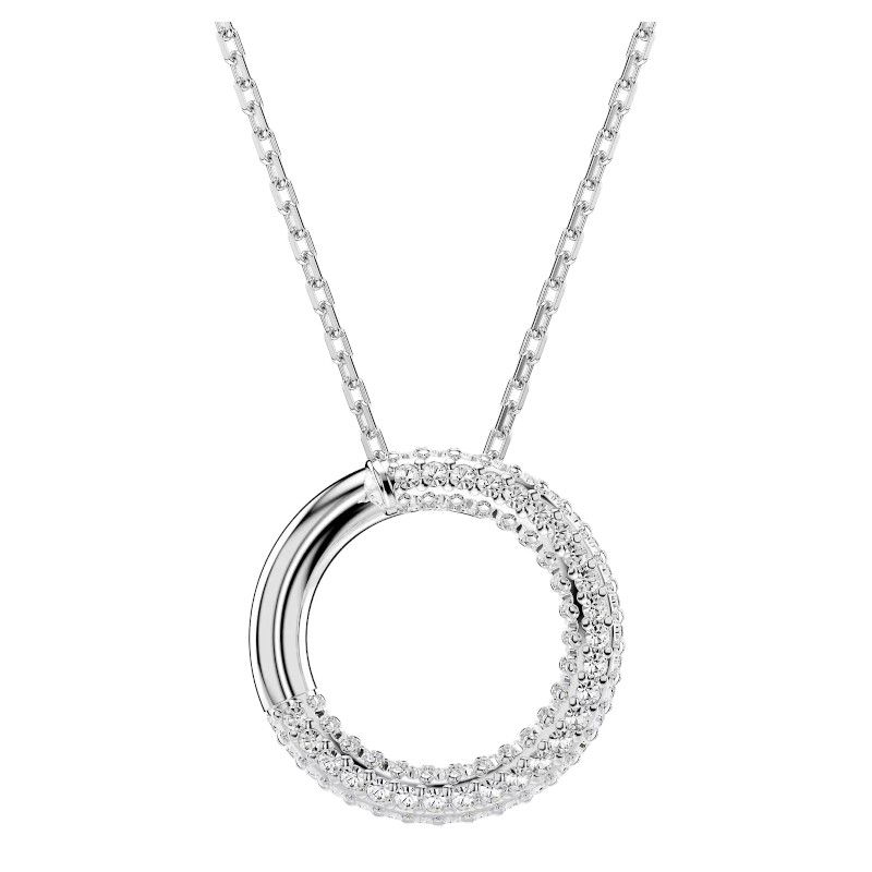 Swarovski Dextera Pave Pendant Necklace, White and Rhodium Plated