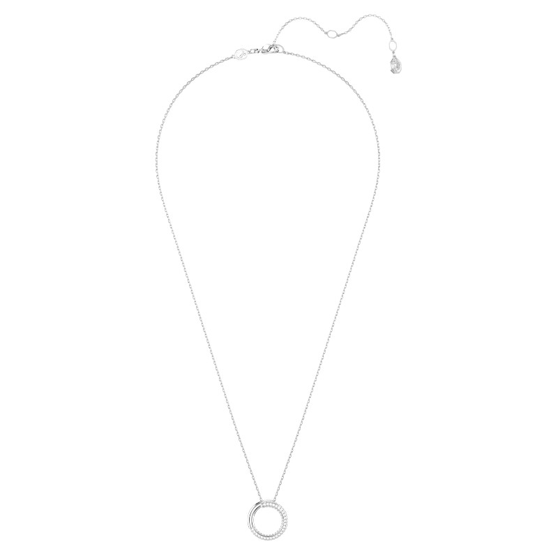 Swarovski Dextera Pave Pendant Necklace, White and Rhodium Plated