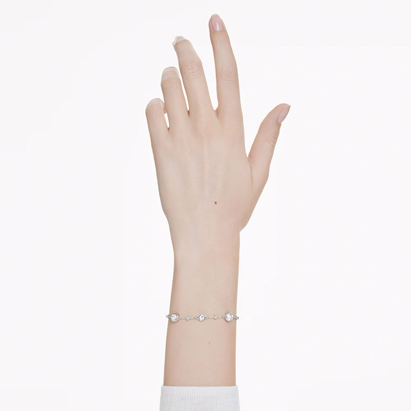Swarovski Imber Round Cut Bracelet, White and Rhodium Plated