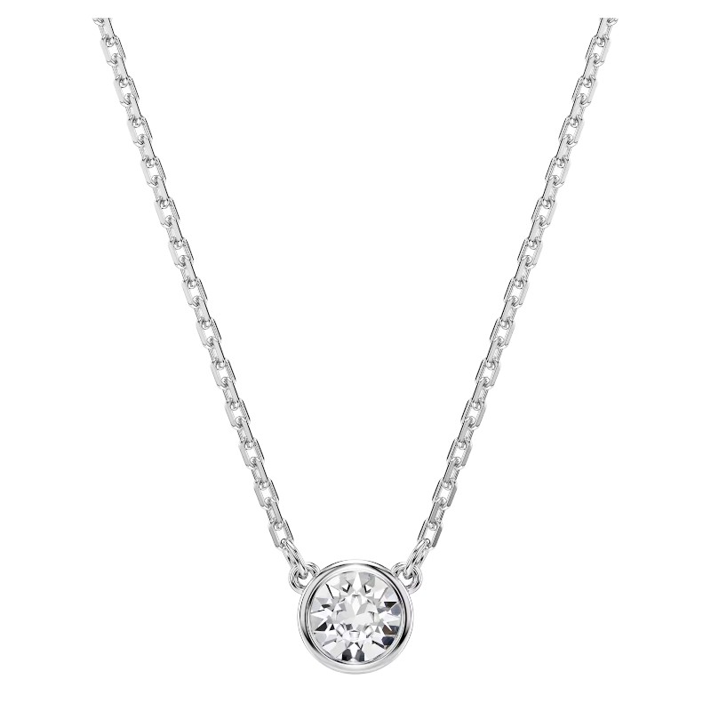 Swarovski Imber Round Cut Pendant Necklace, White and Rhodium Plated