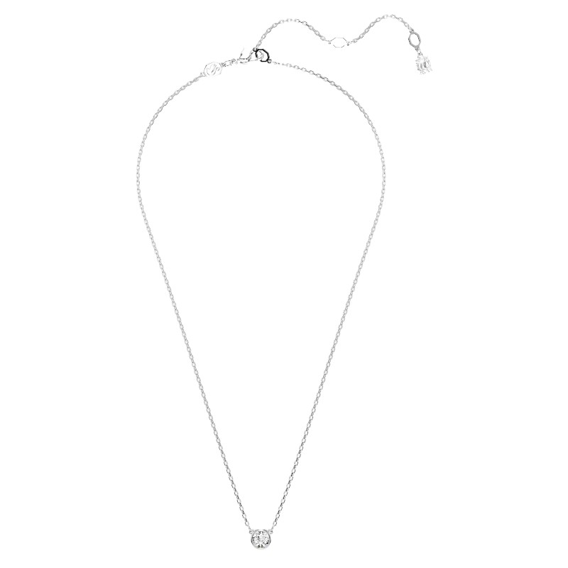 Swarovski Imber Round Cut Pendant Necklace, White and Rhodium Plated