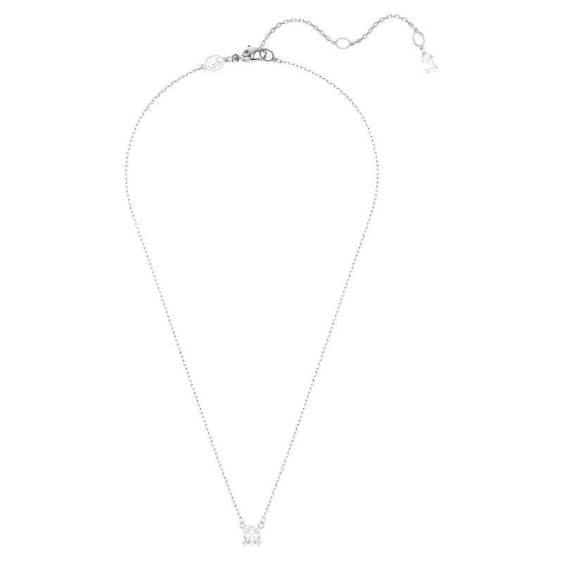 Swarovski Stilla Square Cut Pendant Necklace, White and Rhodium Plated