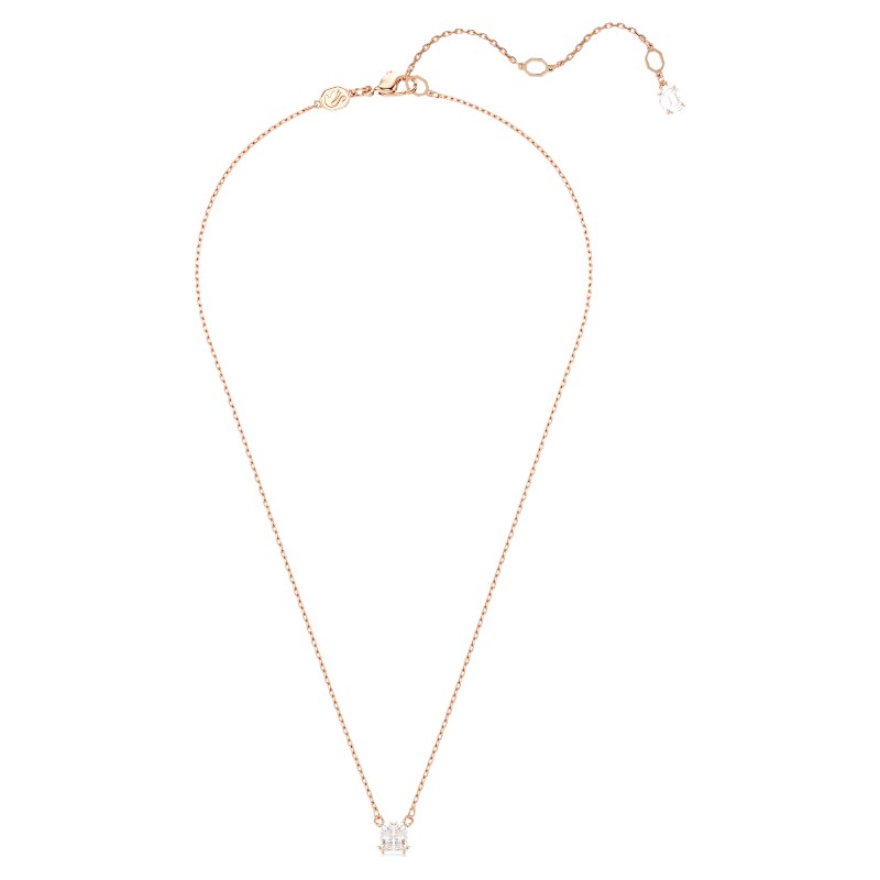 Swarovski Stilla Square Cut Pendant Necklace, White and Rose Gold Tone Plated