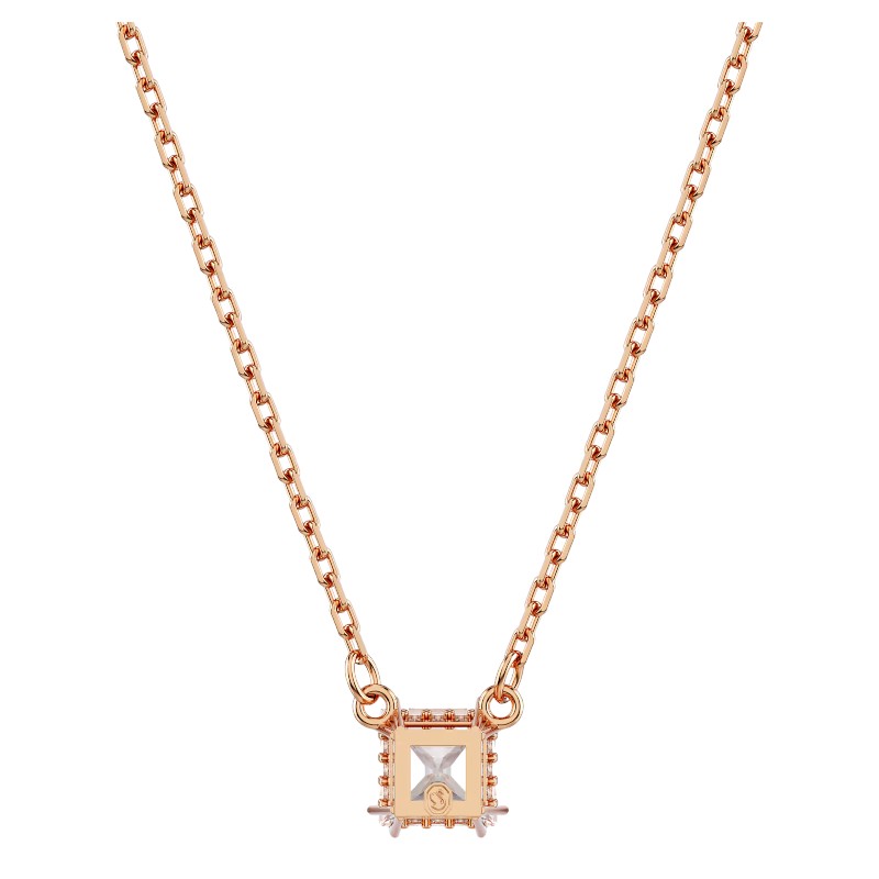 Swarovski Stilla Square Cut Pendant Necklace, White and Rose Gold Tone Plated