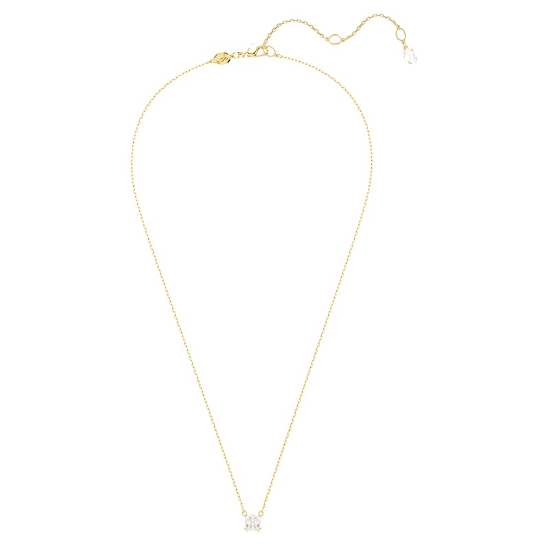 Swarovski Stilla Square Cut Pendant Necklace, White and Yellow Gold Plated