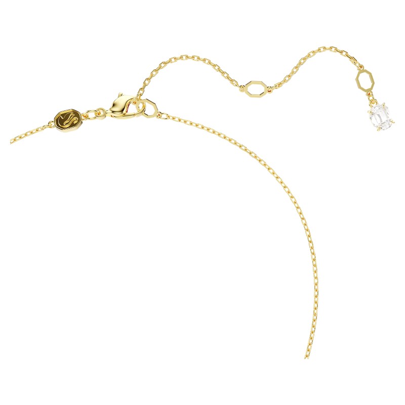 Swarovski Stilla Square Cut Pendant Necklace, White and Yellow Gold Plated