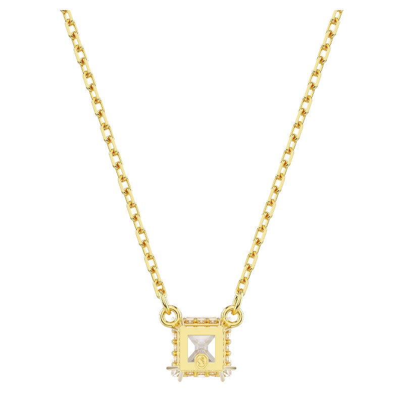 Swarovski Stilla Square Cut Pendant Necklace, White and Yellow Gold Plated