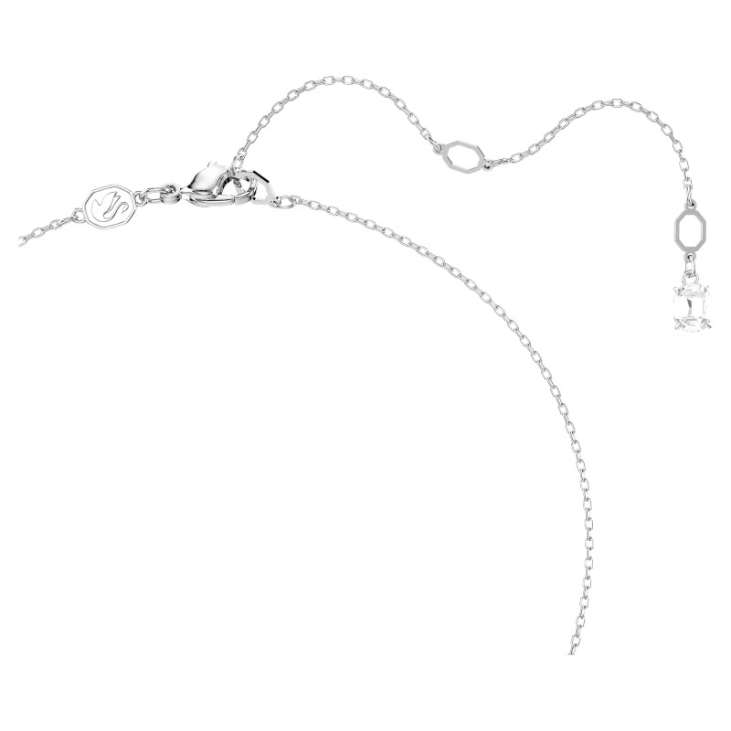 Swarovski Stilla Octagon Cut Pendant Necklace, White and Rhodium Plated