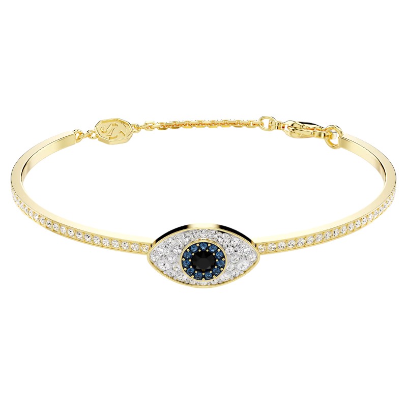 Swarovski Symbolica Evil Eye Large Bangle Bracelet, Blue and Yellow Gold Tone Plated