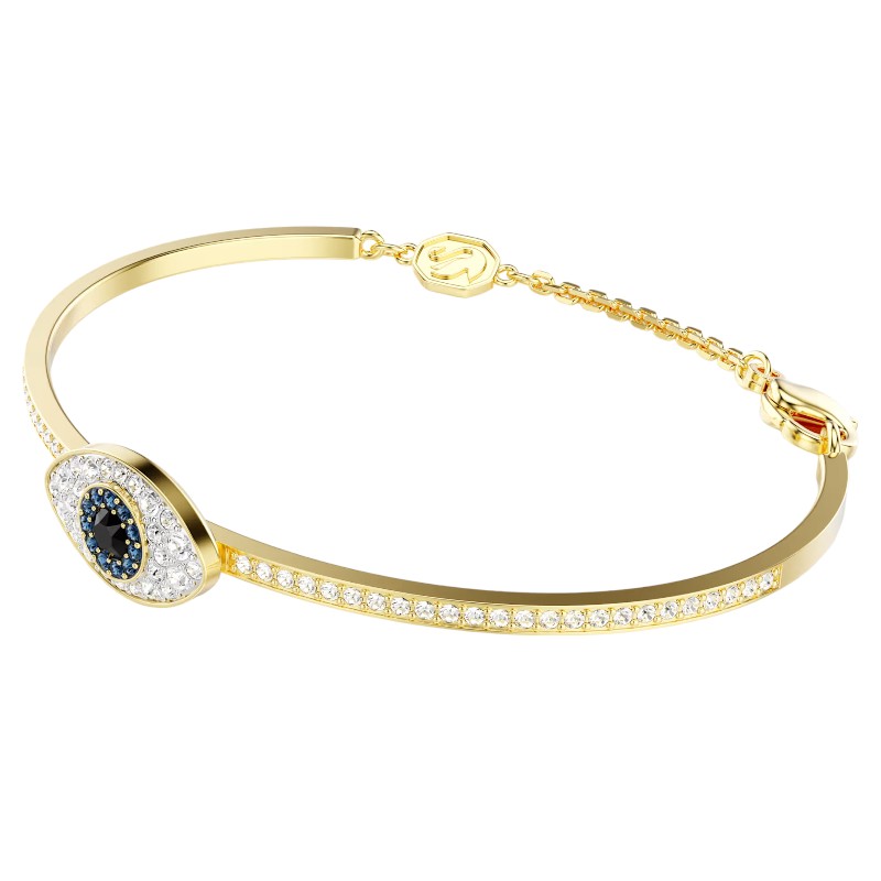 Swarovski Symbolica Evil Eye Large Bangle Bracelet, Blue and Yellow Gold Tone Plated