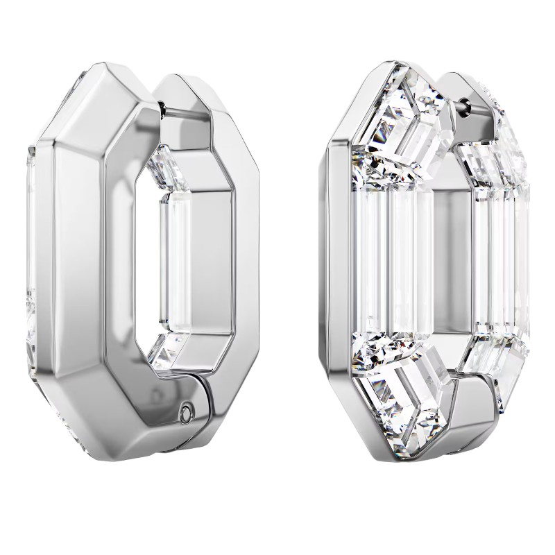 Swarovski Lucent Octagon Shape Small Hoop Earrings, White