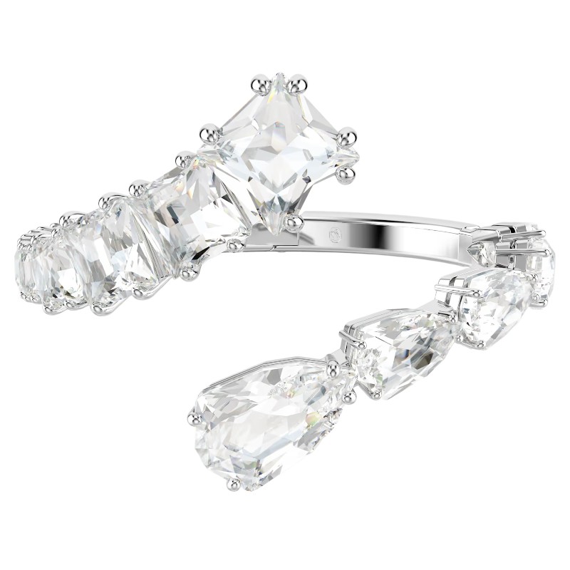 Swarovski Matrix Mixed Cuts Medium Bangle, White and Rhodium Plated