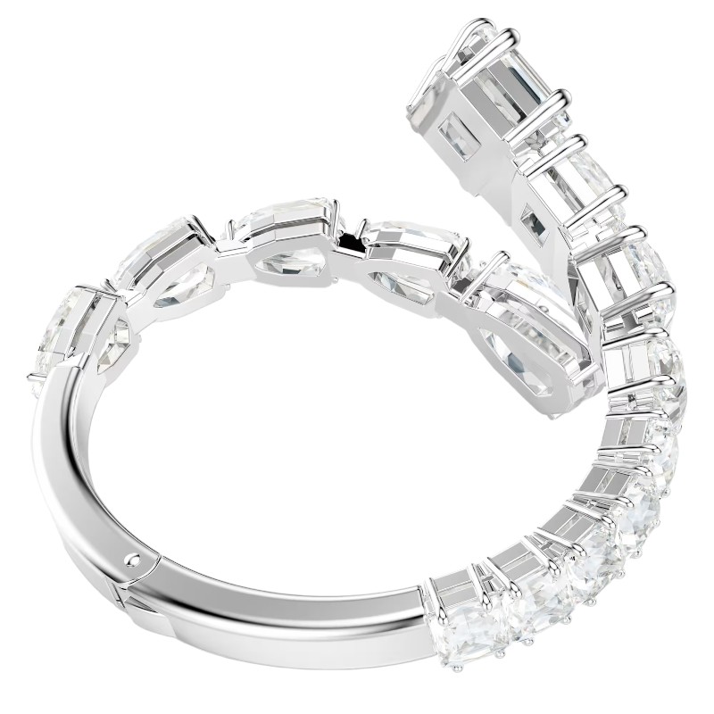 Swarovski Matrix Mixed Cuts Medium Bangle, White and Rhodium Plated