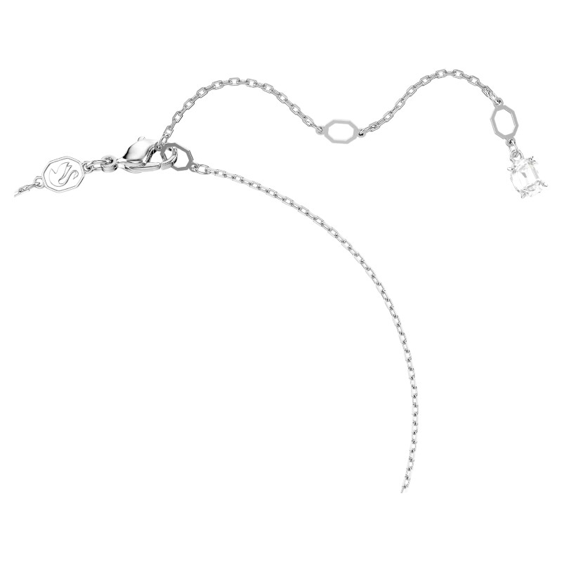 Swarovski Matrix Crystal Pearl Round Cut Necklace and Earring Set, White and Rhodium Plated