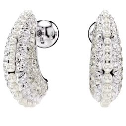 Mesmera Rhodium Plated Jewelry Set - Swarovski Cubic Zirconia Earrings & Pendant, Silver - View #3