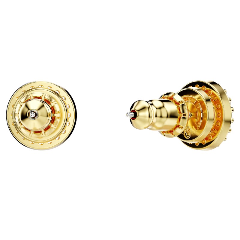 Swarovski Una Round Cut Stud Earrings, Yellow Gold Tone Plated