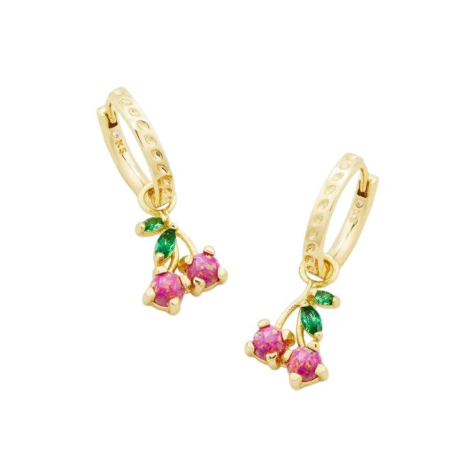 Kendra Scott Yellow Gold Tone Huggie Earrings in Cherry