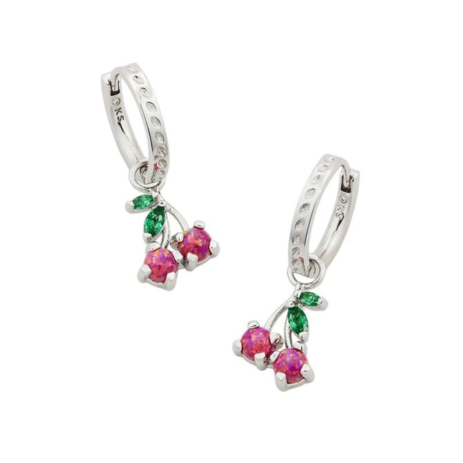 Kendra Scott Silver Tone Huggie Earrings in Cherry