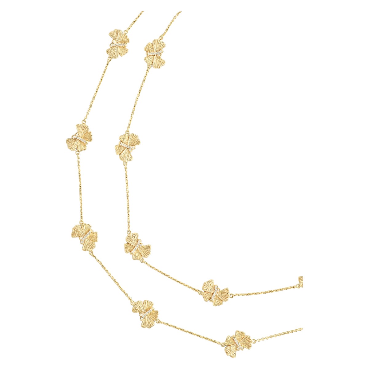 Anabel Aram Jewelry Butterfly Long Station Necklace, Yellow Gold Plated