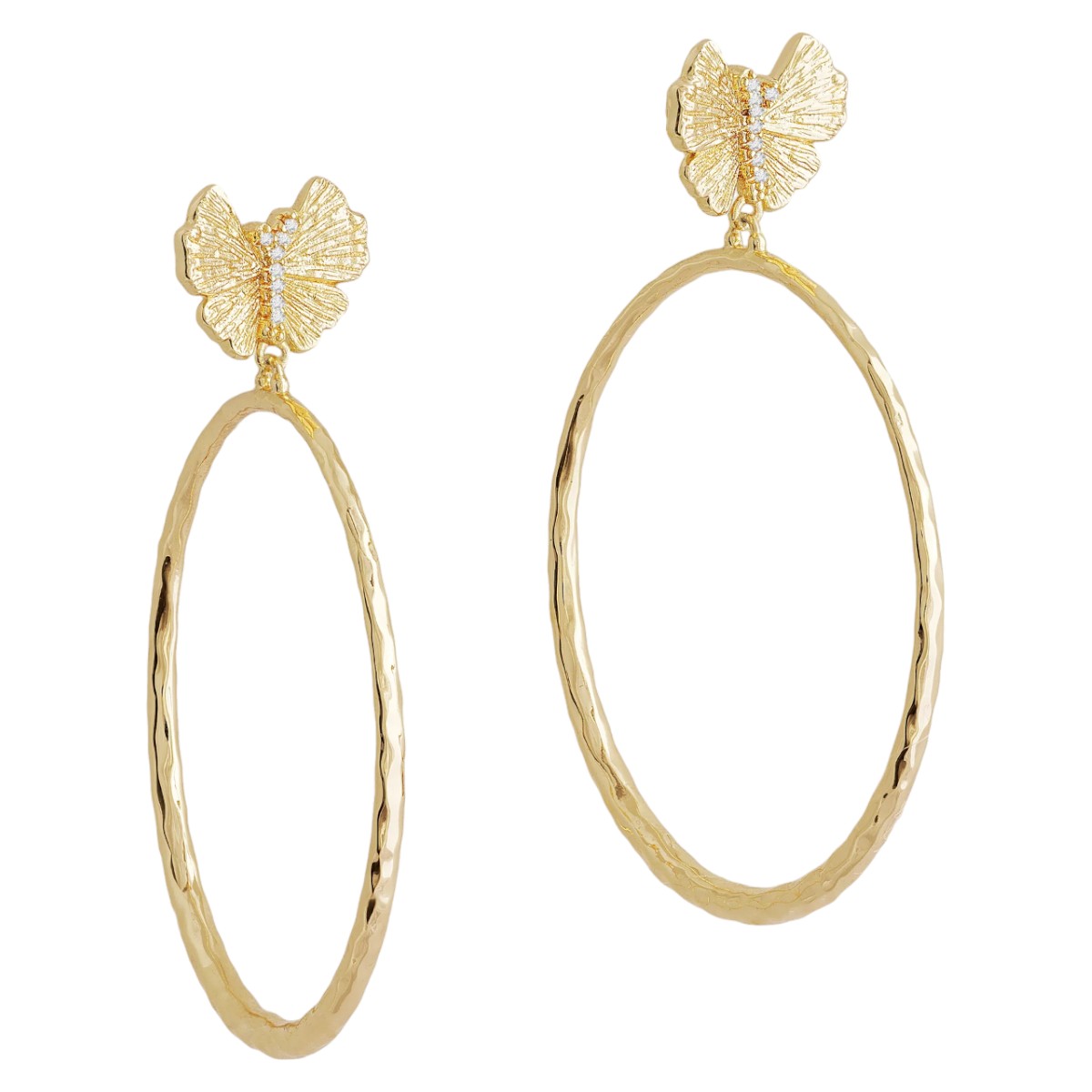 Anabel Aram Jewelry Butterfly Single Hoop Earrings, Yellow Gold Plated