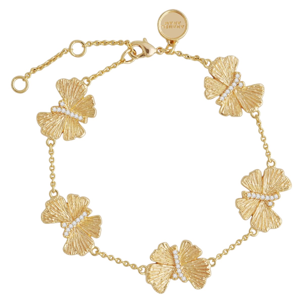 Anabel Aram Jewelry Butterfly Station Bracelet, Yellow Gold Plated