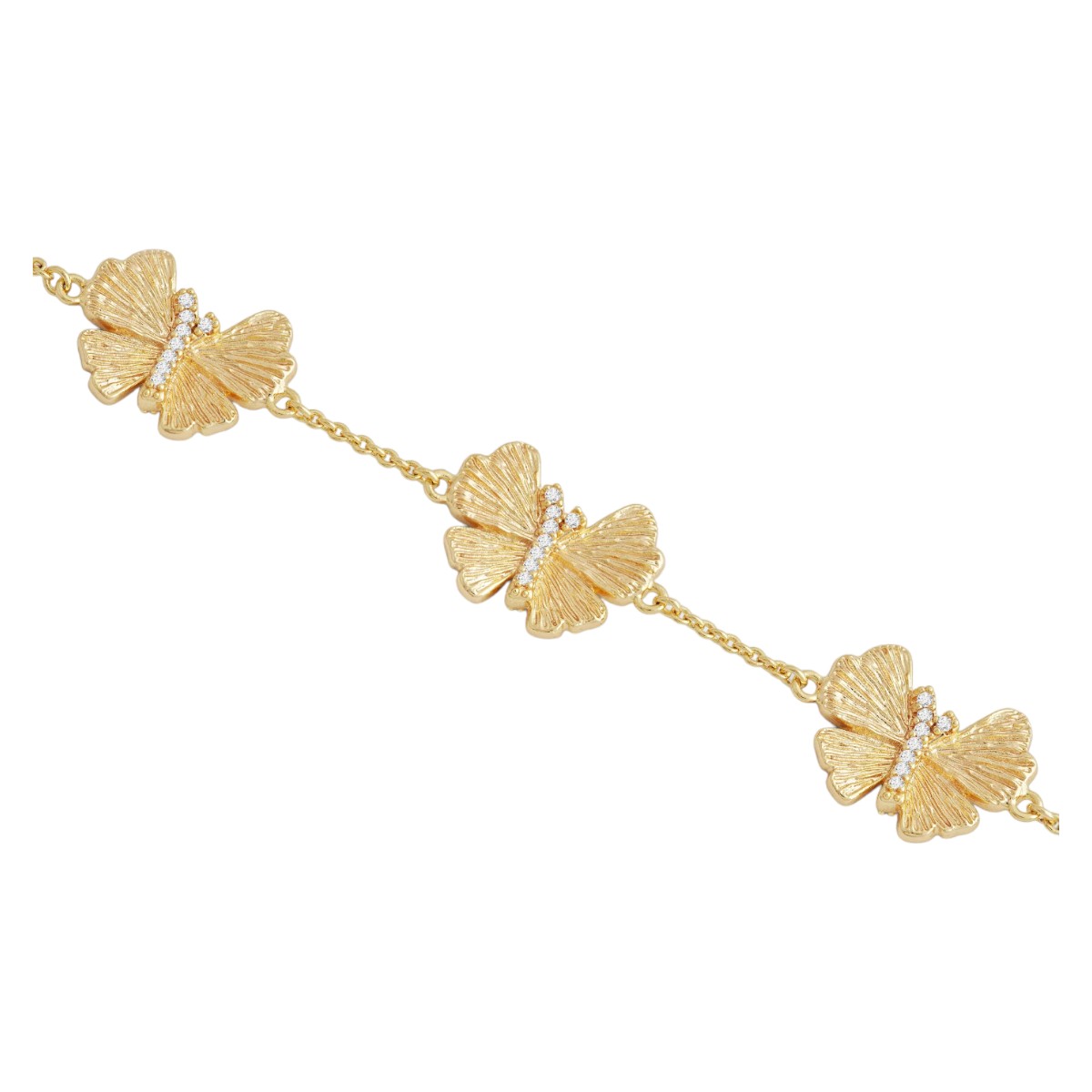 Anabel Aram Jewelry Butterfly Station Bracelet, Yellow Gold Plated